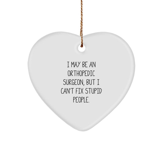 Funny Orthopedic Surgeon Gifts from Men to Women for Christmas Unique Ornaments with I May Be An Orthopedic Surgeon But I Cant Fix Stupid People Quote - Image 1