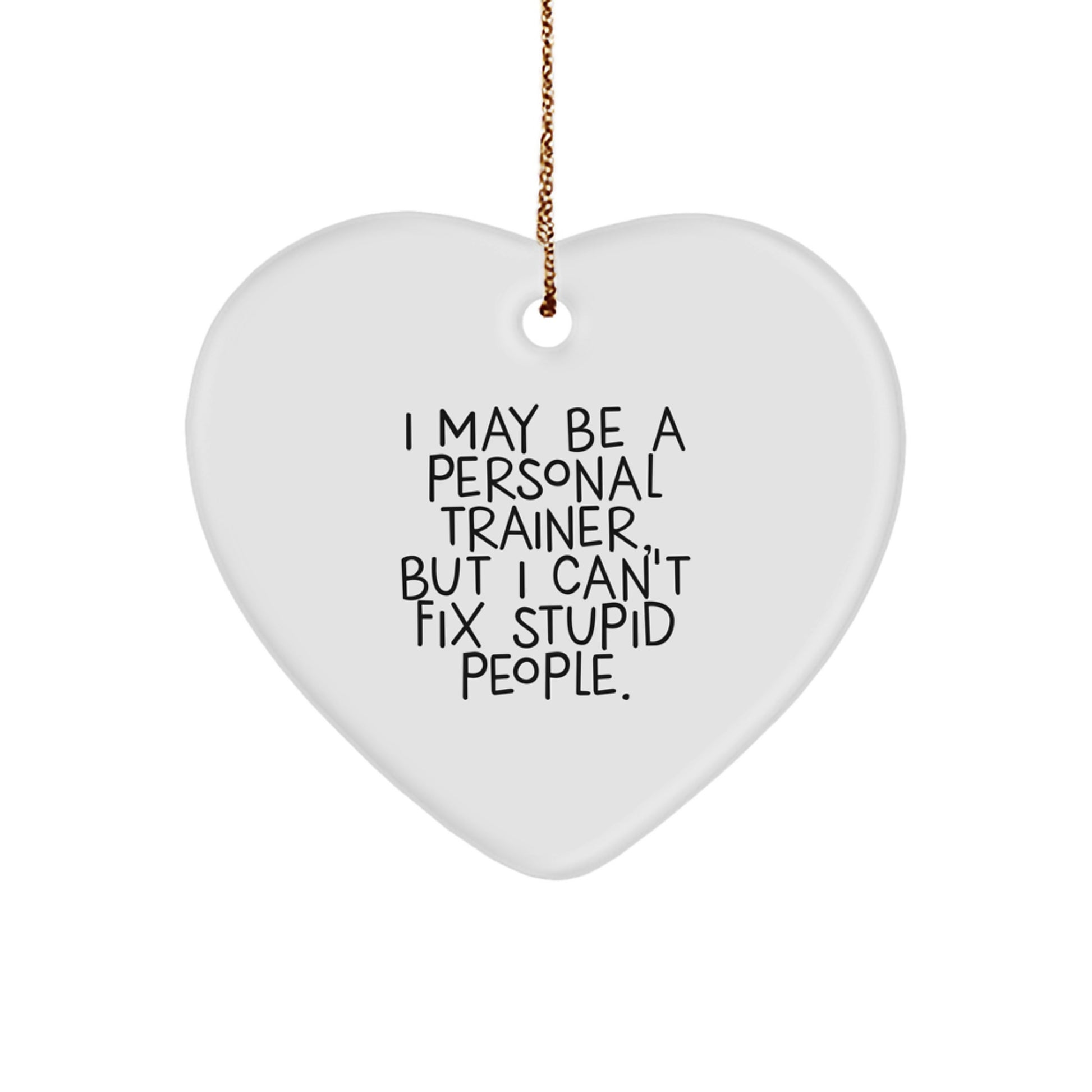 Funny Personal Trainer Gifts from Men to Women, Heart Ornament I May Be A Personal Trainer But I Cant Fix Stupid People Christmas Unique Gifts - Image 1