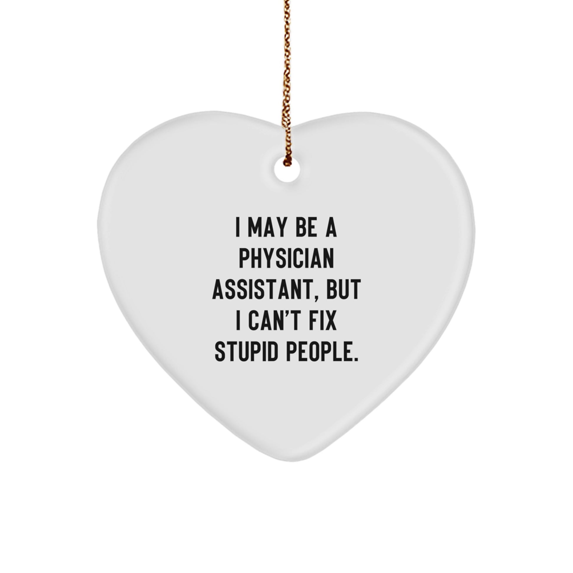 Funny Gifts for Physician Assistant Friends and Family, Physician Assistant Christmas Unique Gifts, Heart Ornament Quote 'I May Be A Physician Assistant, But I Can't Fix Stupid People.' - Image 1