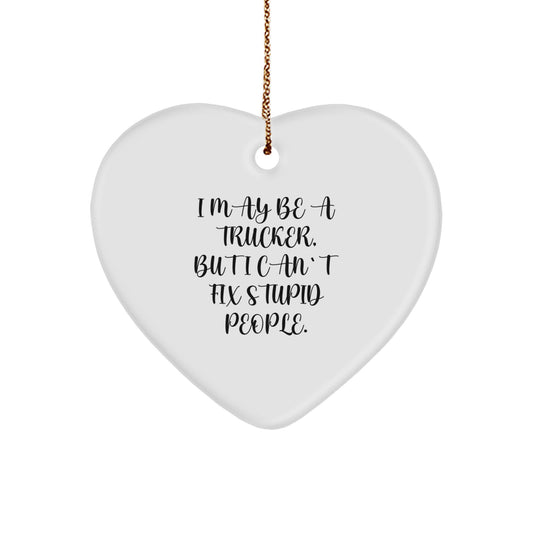 Funny Trucker Heart Ornament Gifts from Friends and Family for Christmas Unique Trucker Gifts - Image 1
