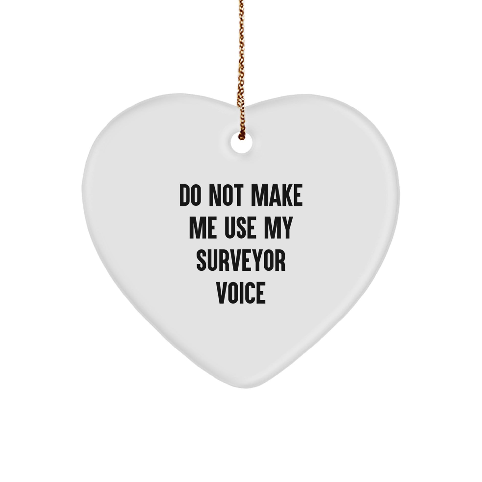 Funny Surveyor Gifts from Men for Surveyors - Heart Ornament with Do Not Make Me Use My Surveyor Voice, Perfect Christmas Unique Gifts for Friends Family - Image 1