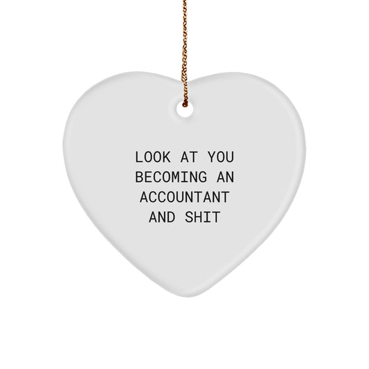 Funny Accountant Heart Ornament Gifts from Friends to Accountant Coworkers and Family, Inspirational Quote for Christmas Unique Gifts - Image 1