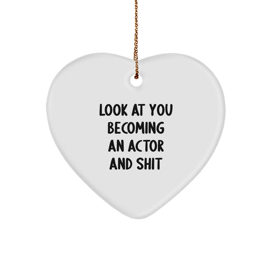Funny Actor Gifts from Family to Actor, Heart Shaped Ornament for Actor, Christmas Unique Gifts for Men, Women, or Coworkers to Show Actor Love - Image 1