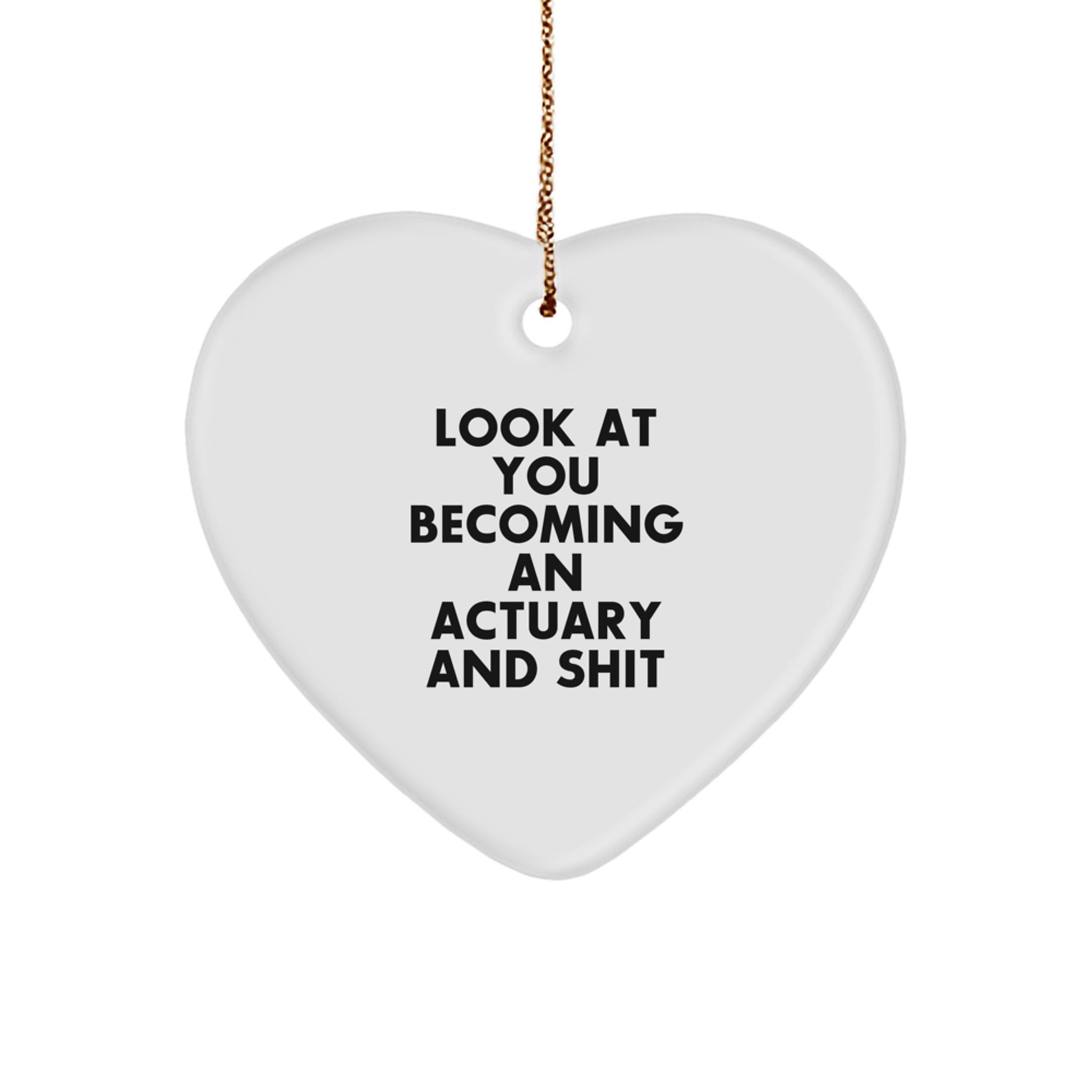 Funny Actuary Gifts from Men, Heart Ornament for Actuary, Look At You Becoming An Actuary And Shit Christmas Unique Gifts - Image 1