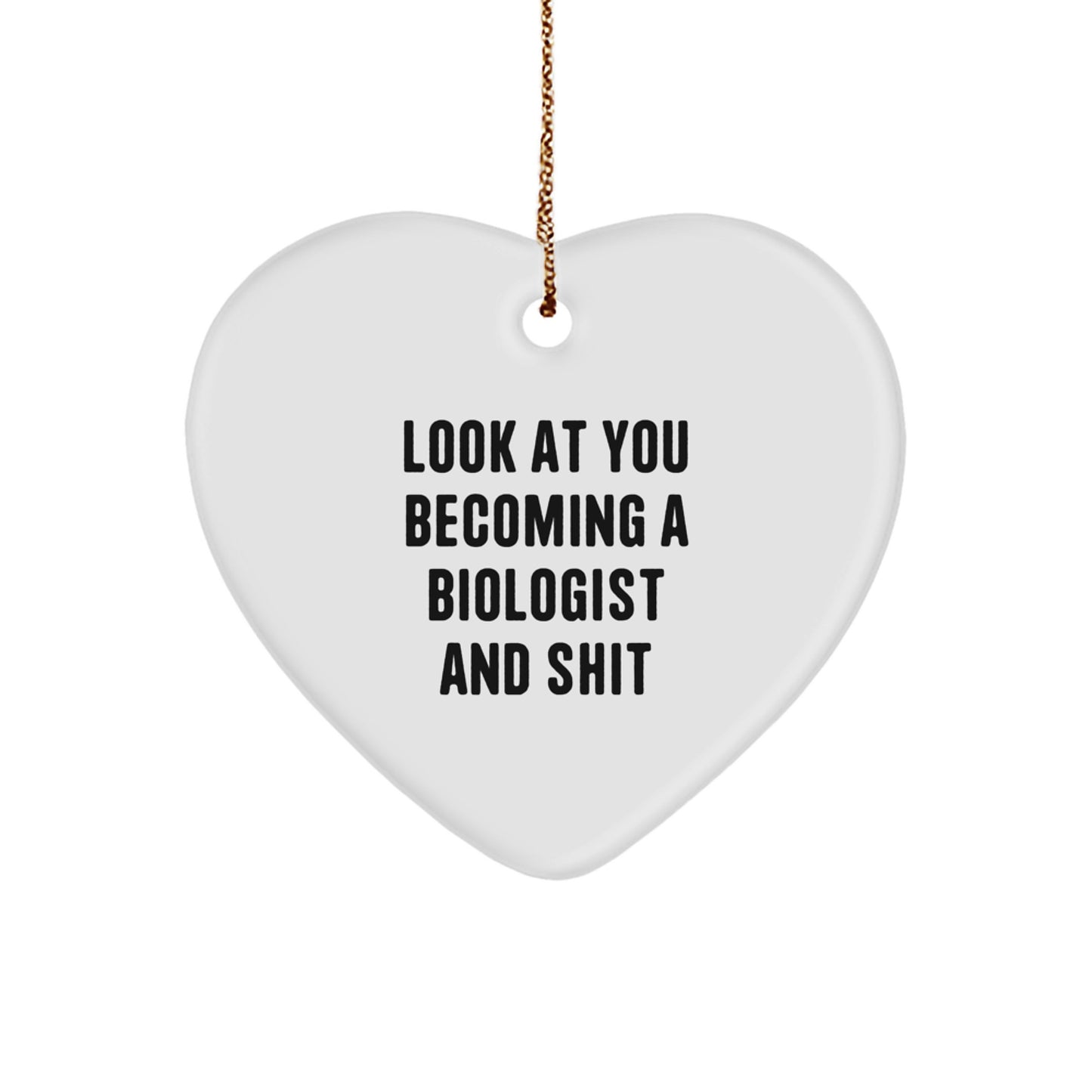 Funny Biologist Heart Ornament Gifts from Men to Biologists, Christmas Unique Gifts for Biologist Friends, Heart Shaped MDF Decoration - Image 1