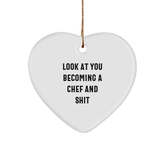 Funny Chef Heart Ornament, Gifts from Family to Chef Friends, Unique Christmas Unique Gifts for Chef Men - Image 1