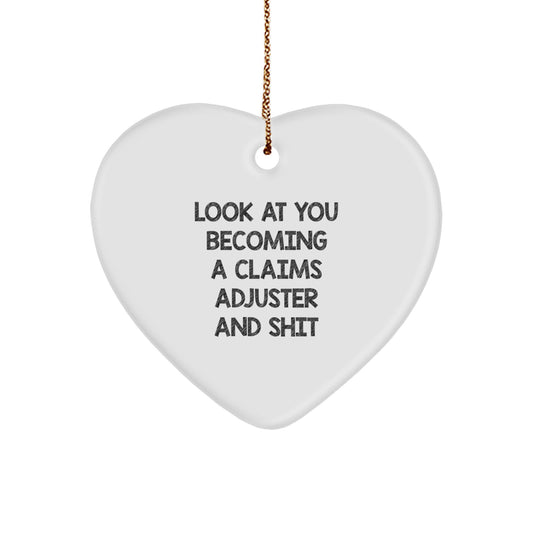 Funny Claims Adjuster Heart Ornament Gifts from Friends to Colleagues - Christmas Unique Ornaments for Men and Women - Image 1