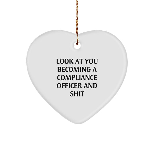 Funny Compliance Officer Heart Ornament Gifts from Coworkers to Compliance Officers for Christmas Unique Presents - Image 1