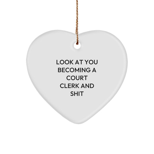 Court Clerk Inspiration Gifts from Friends and Family - Funny Heart Ornament for Court Clerk, Christmas Unique Gifts - Image 1