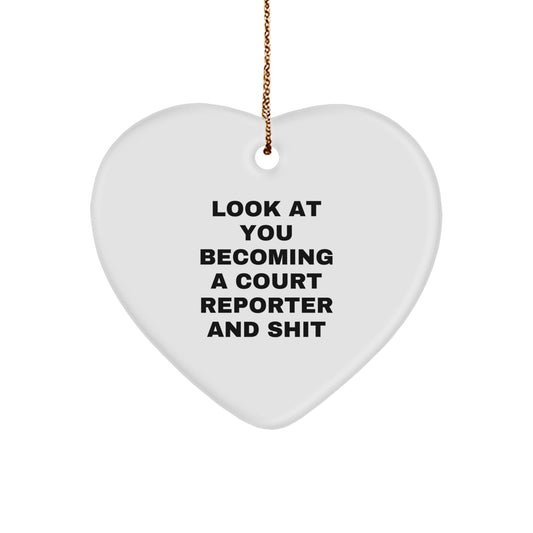 Funny Court Reporter Gifts from Friends, Heart Ornament for Men and Women, Christmas Unique Presents - Image 1