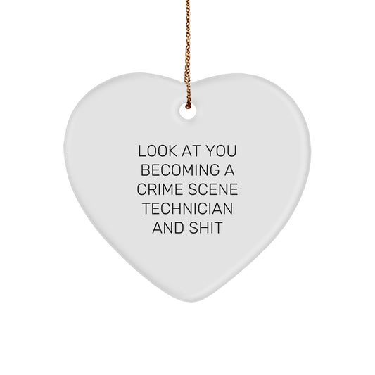 Funny Crime Scene Technician Heart Ornament Gift from Men to Men, Unique Christmas Unique Gifts for Crime Scene Technician Lovers - Image 1