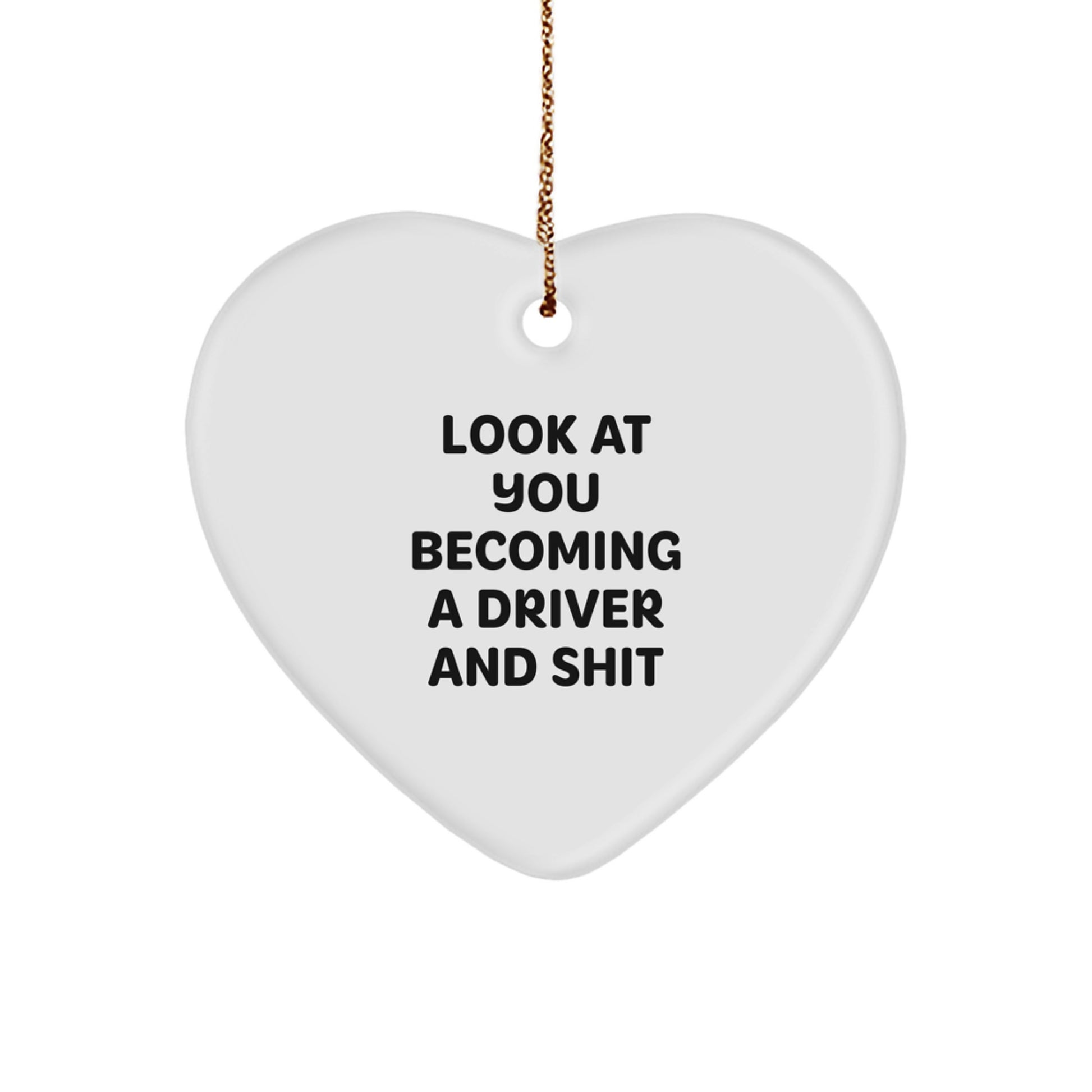 Funny Driver Gifts for Men, Heart Ornament Look At You Becoming A Driver And Shit Christmas Unique Presents - Image 1