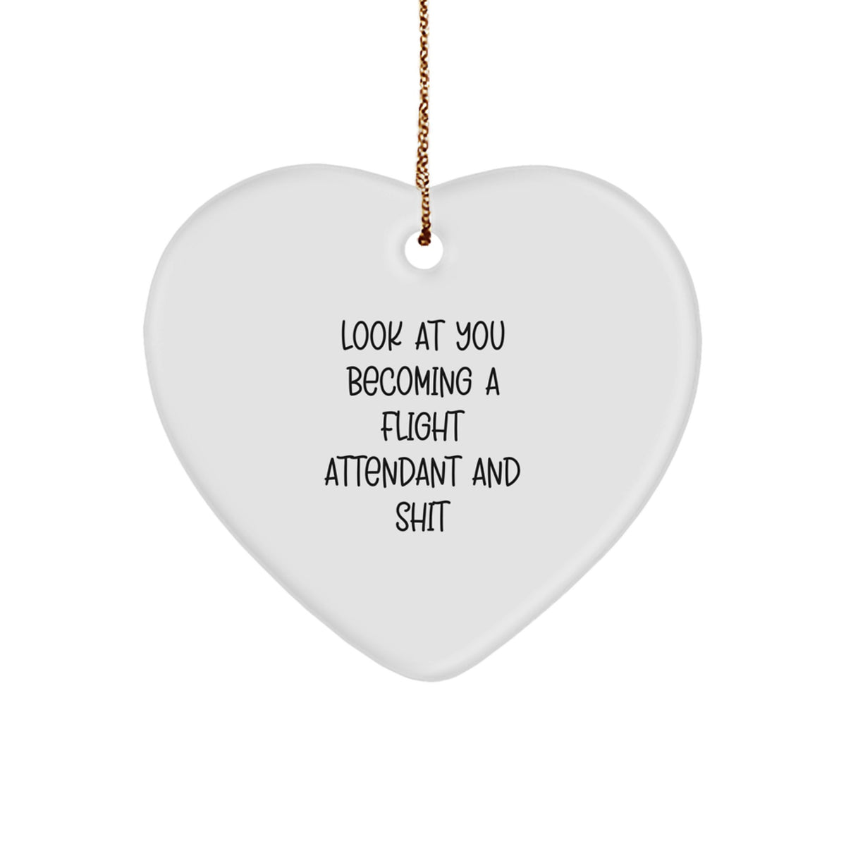 Christmas Unique Gift for Her Funny Flight Attendant Heart Ornament Present - Image 1