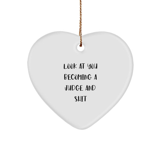 Funny Judge Heart Ornament Gifts from Friends for Judge, Unique Christmas Unique Gifts for Judge, Heart Shaped Judge Ornament - Image 1