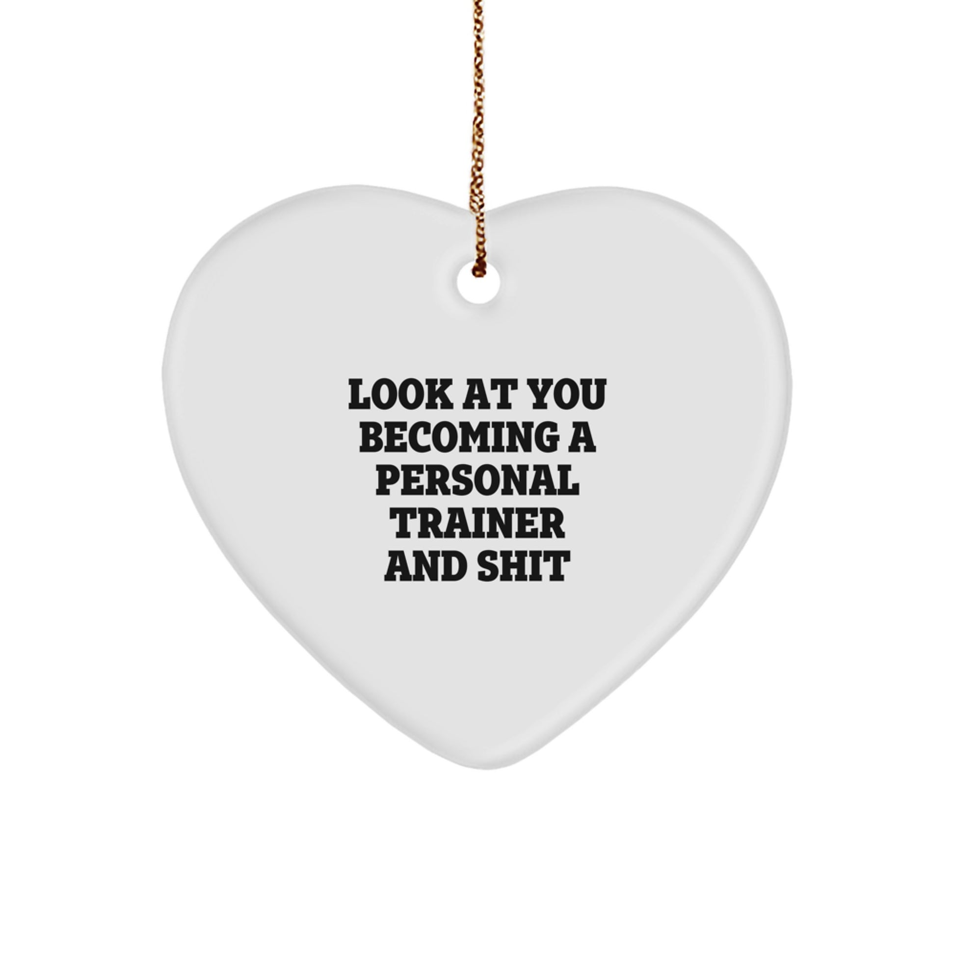 Personal Trainer Heart Ornament Funny Gift for Him, Christmas Unique Gifts from Friends, Personal Trainer Decorations, Inspirational Heart Shaped MDF Decor - Image 1