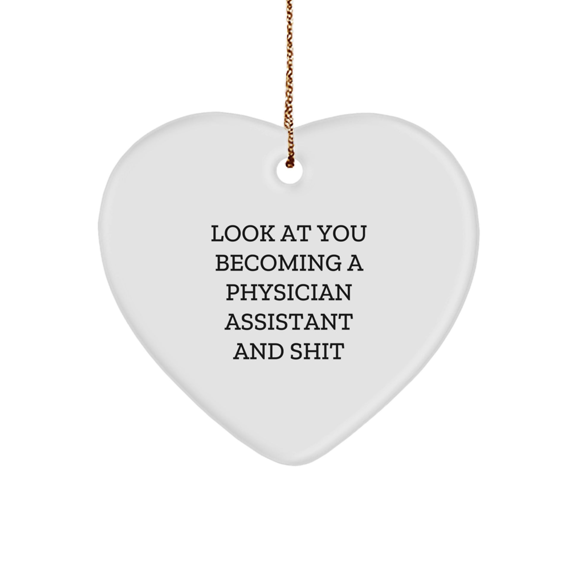 Funny Physician Assistant Gifts from Friends for Christmas - Heart Ornament 'Look At You Becoming A Physician Assistant And Shit' - Image 1