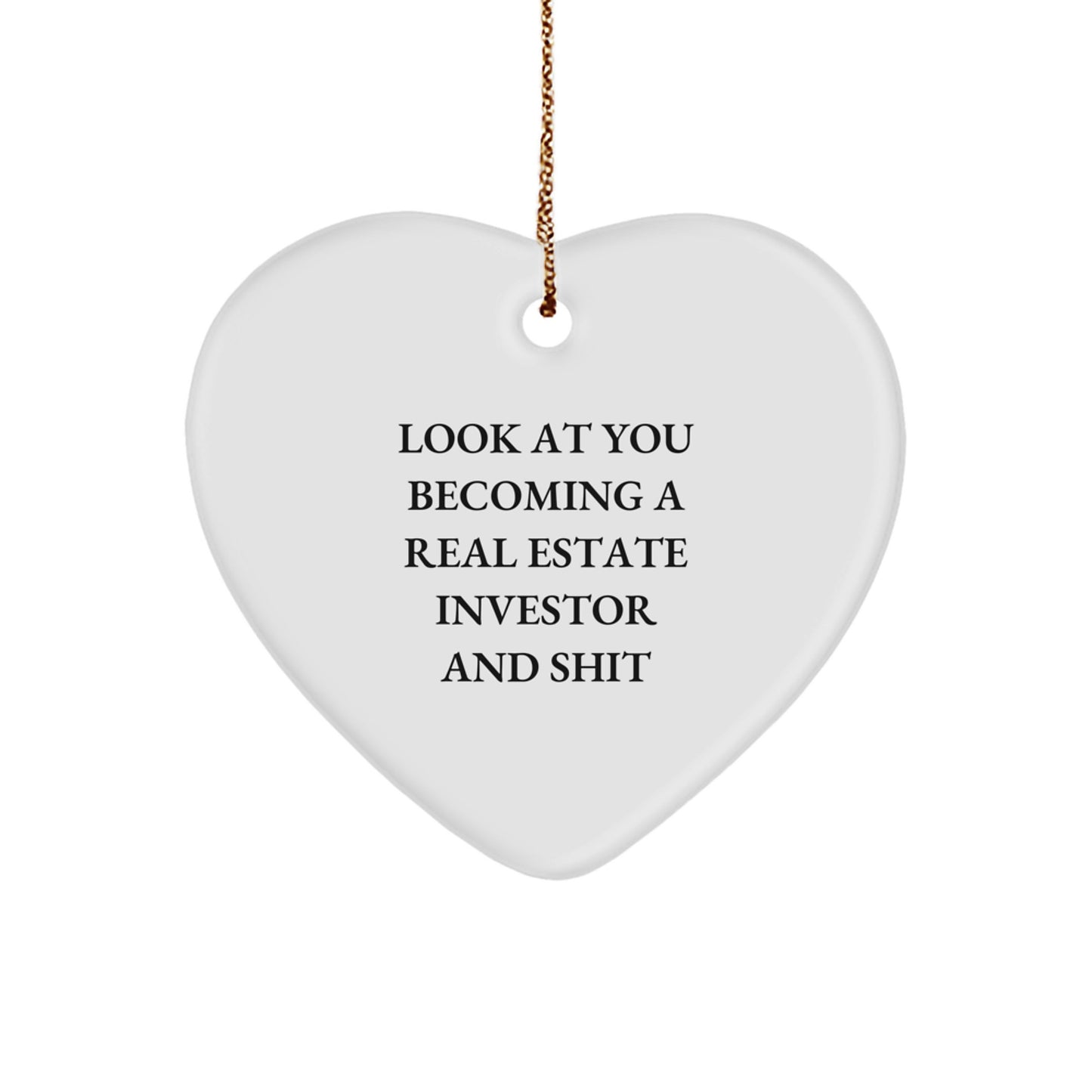 Funny Real Estate Investor Heart Ornament Gifts from Friends for Men, Unique Christmas Ornament Ideas for Real Estate Enthusiasts, Become a Rockstar Quote Heart Decoration - Image 1