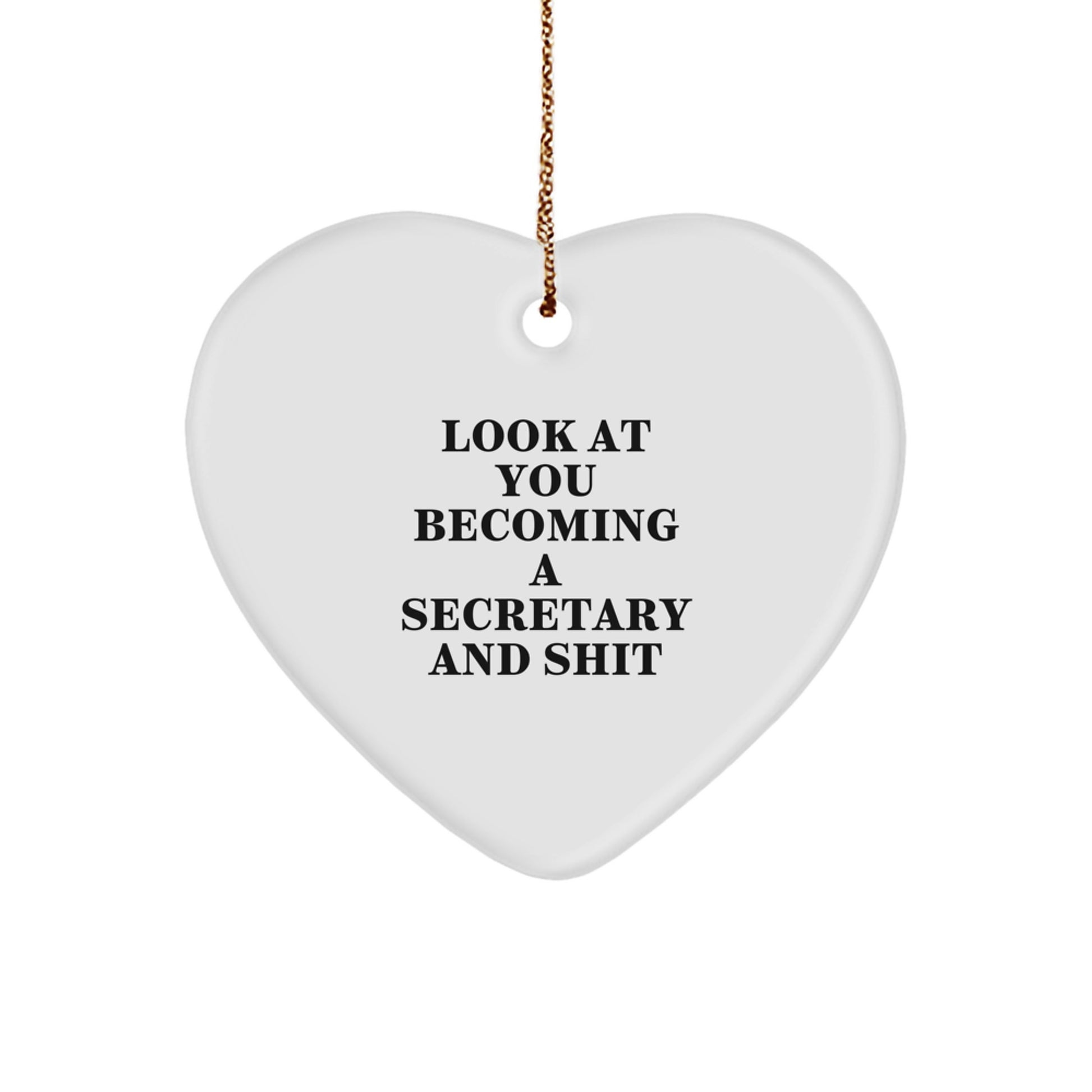 Funny Secretary Heart Ornament, Gifts from Friends for Funny Secretary at Christmas, Heart Shaped Ornament for Secretary - Image 1