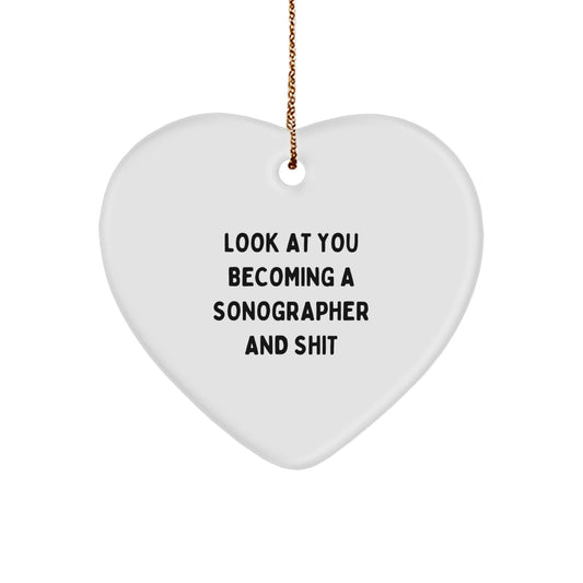 Funny Sonographer Heart Ornament Gifts from Men to Women Sonographers on Christmas Unique - Image 1