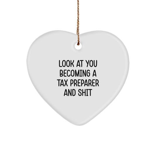 Funny Tax Preparer Gifts for Men, Women, Friends, and Coworkers - Heart Ornament Christmas Unique Decor - Image 1