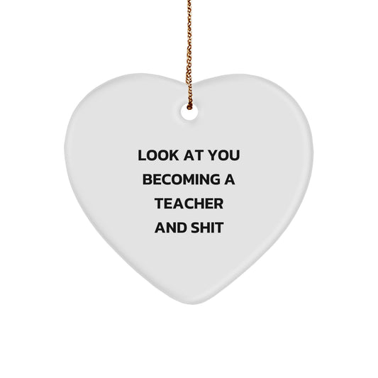 Funny Teacher Heart Ornament Gifts from Friends and Family for Christmas - Image 1