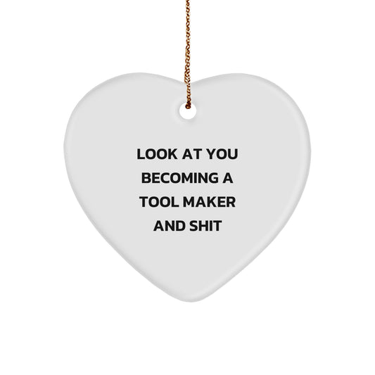Funny Tool Maker Heart Ornament Gifts for Him from Friends and Family, Christmas Unique, Inspirational, Handcrafted Heart Shaped Decoration - Image 1