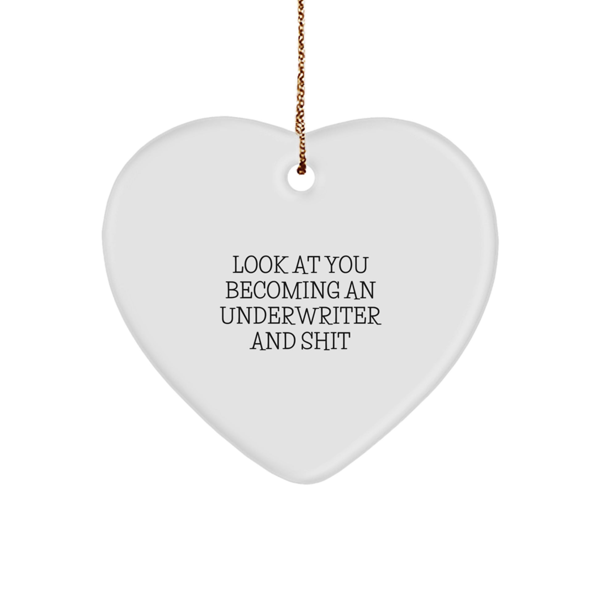 Funny Underwriter Gifts for Men - Heart Ornament with Look At You Becoming An Underwriter And Shit Quote, Christmas Unique Gifts from Friends to Underwriter - Image 1