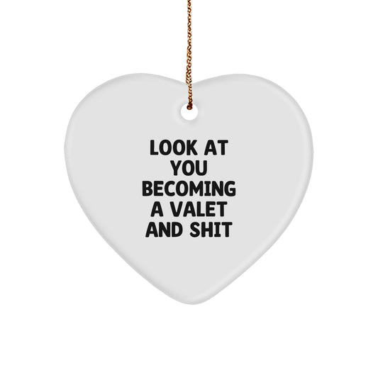 Funny Valet Heart Ornament, Unique Gifts from Men to Valet, Christmas Decorations - Image 1