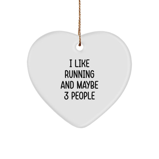 Funny Running Heart Ornament Gifts from Friends for Running Lovers, I Like Running And Maybe 3 People Christmas Unique Decorations - Image 1