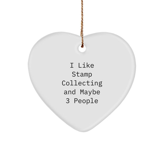 Funny Stamp Collecting Gifts for Stamp Collecting Lovers, Heart Ornament with Quote, Gifts from Friends for Family, 0.5 oz MDF Heart-Shaped Ornament, Christmas Unique Gifts - Image 1