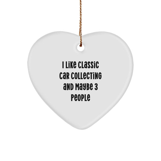 Funny Classic Car Collecting Gifts for Friends from Men, Heart Ornament for Classic Car Enthusiasts, Christmas Unique Decorations - Image 1