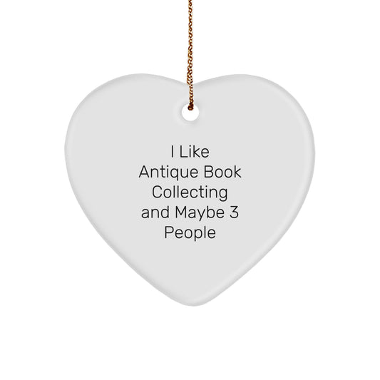 Christmas Unique Gift for Her Antique Book Collector Heart Ornament Present - Image 1