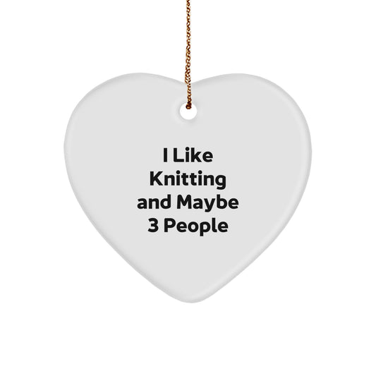 Funny Knitting Heart Ornament Gifts from Friends, Perfect Unique Christmas Unique Gifts for Knitting Men and Women, Heart Shaped Decor - Image 1