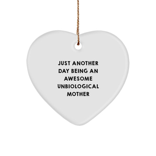 Funny Unbiological Mother Gifts, Heart Ornament for Unbiological Mom, Gifts from Women to Unbiological Mom for Christmas - Image 1