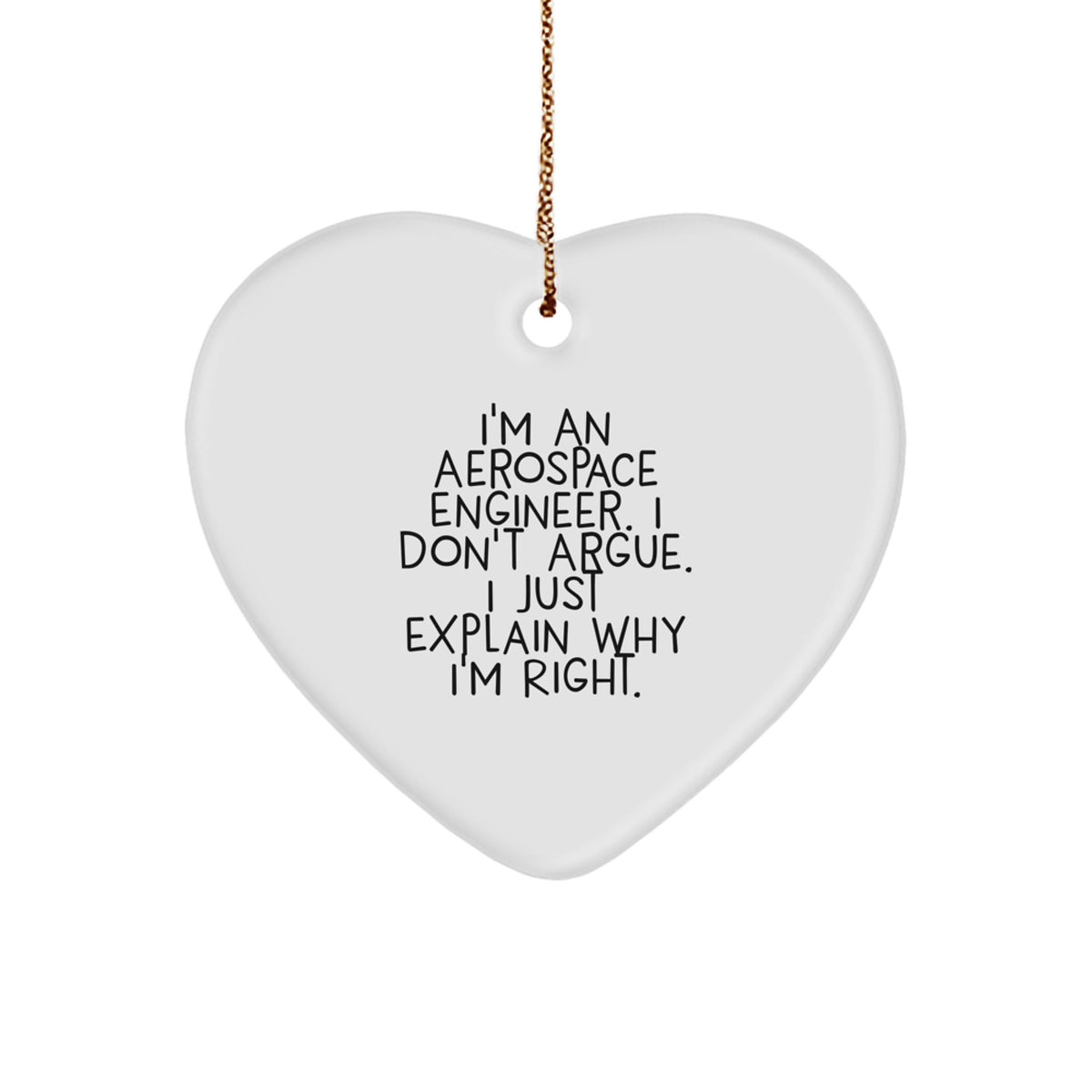 Christmas Gift Heart Ornament for Her Aerospace Engineer Present - Image 1