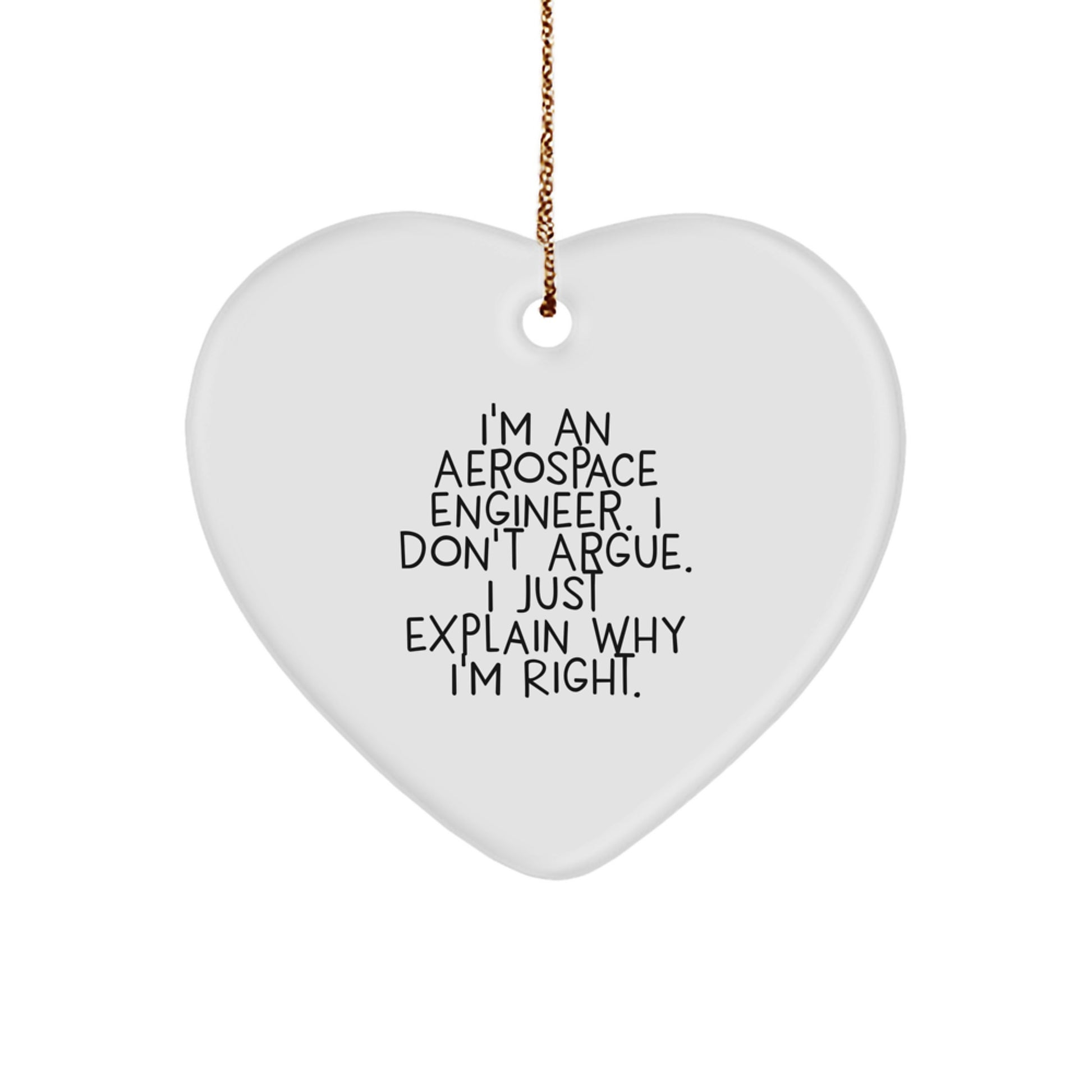Christmas Gift Heart Ornament for Her Aerospace Engineer Present - Image 1