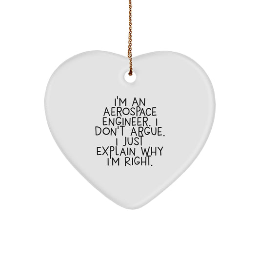 Christmas Gift Heart Ornament for Her Aerospace Engineer Present - Image 1