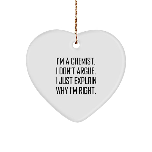 Funny Heart Ornament Gifts from Chemist Friends and Family - Inspirational Chemist Christmas Unique Gifts - Image 1