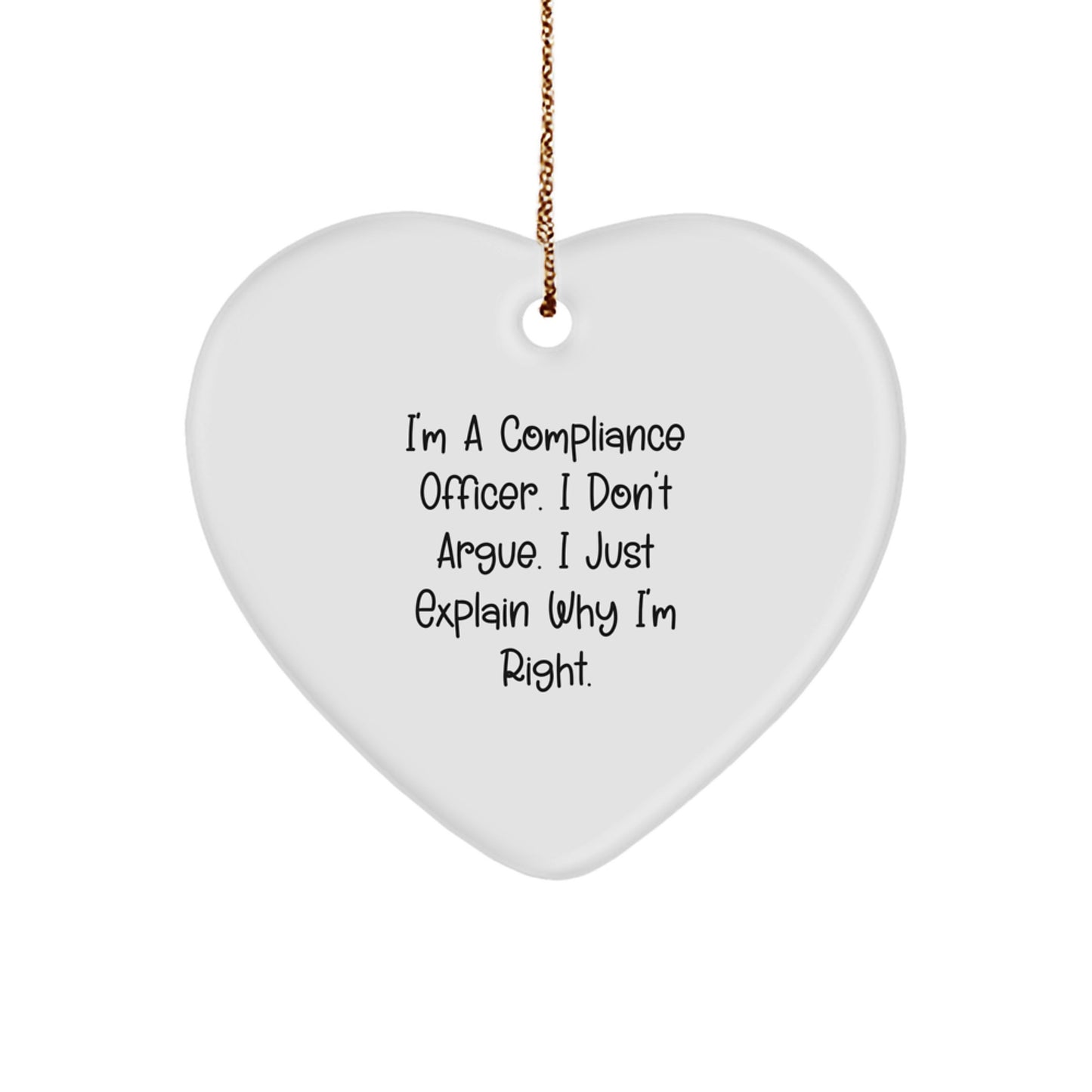 Funny Compliance Officer Gifts from Friends, Compliance Officer Heart Ornament for Women, I'm a Compliance Officer Gifts Christmas Unique Presents - Image 1