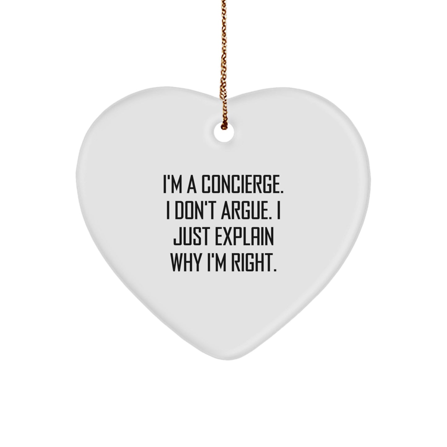 Concierge Gifts from Men, Women, or Friends - Heart Ornament with Funny Quote - Christmas Unique Gifts for Concierge, Coworkers, or Family Members - Image 1
