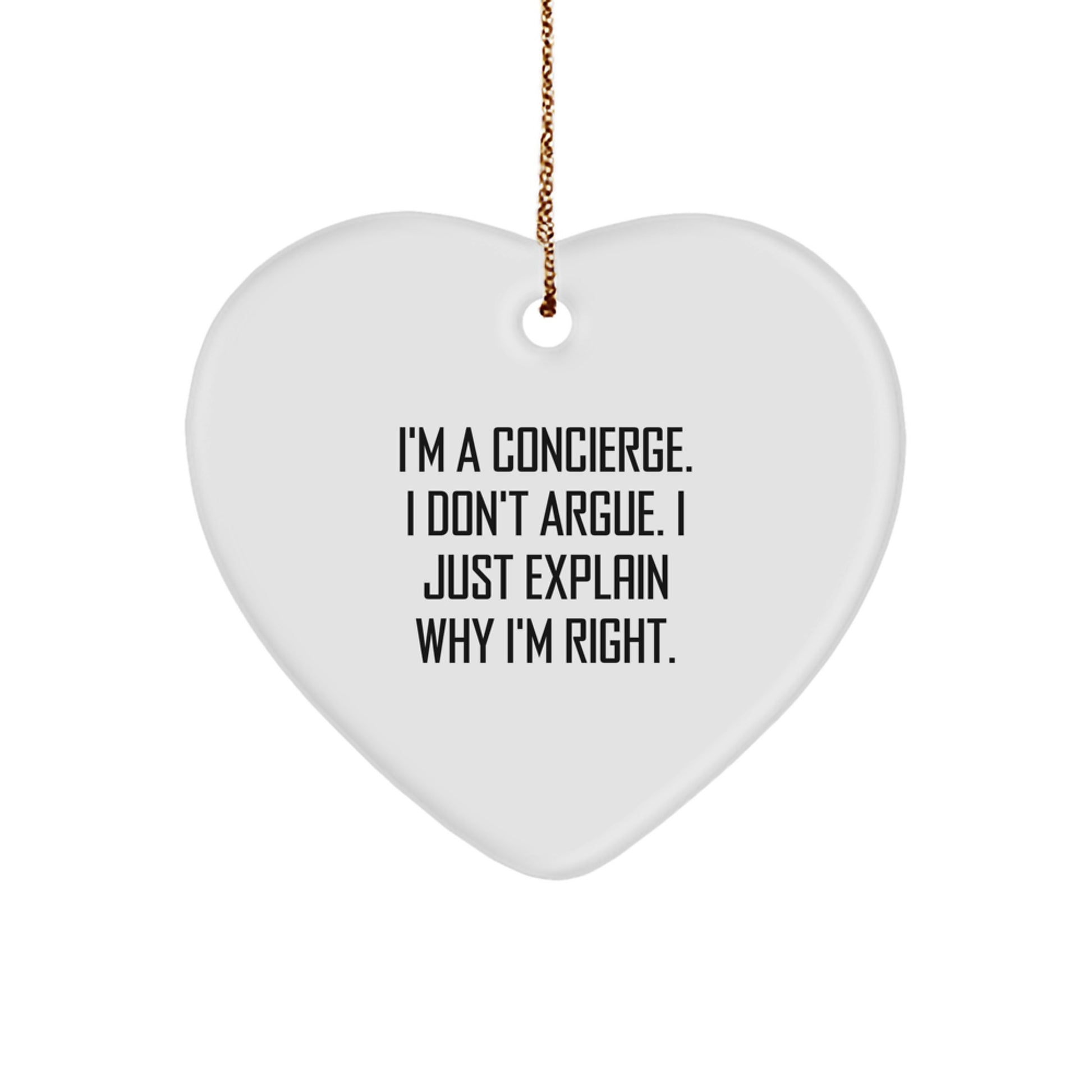 Concierge Gifts from Men, Women, or Friends - Heart Ornament with Funny Quote - Christmas Unique Gifts for Concierge, Coworkers, or Family Members - Image 1