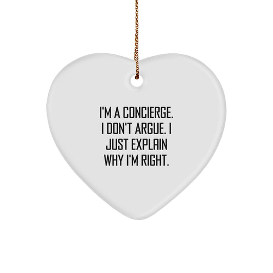 Concierge Gifts from Men, Women, or Friends - Heart Ornament with Funny Quote - Christmas Unique Gifts for Concierge, Coworkers, or Family Members - Image 1