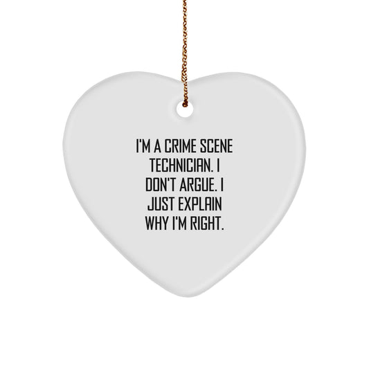 Funny Quote Crime Scene Technician Heart Ornament, Gifts from Friends for Crime Scene Technician Men, Unique Christmas Unique Gifts for Office Coworkers - Image 1