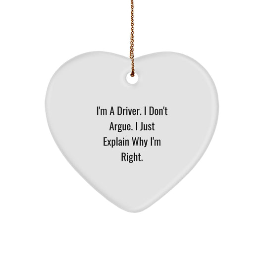 Funny Driver Heart Ornament Gifts from Men to Driver Friends and Family at Christmas - Image 1
