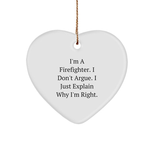 Firefighter Funny Heart Ornament, Gifts from Family for Firefighter, Christmas Unique Decorations - Image 1