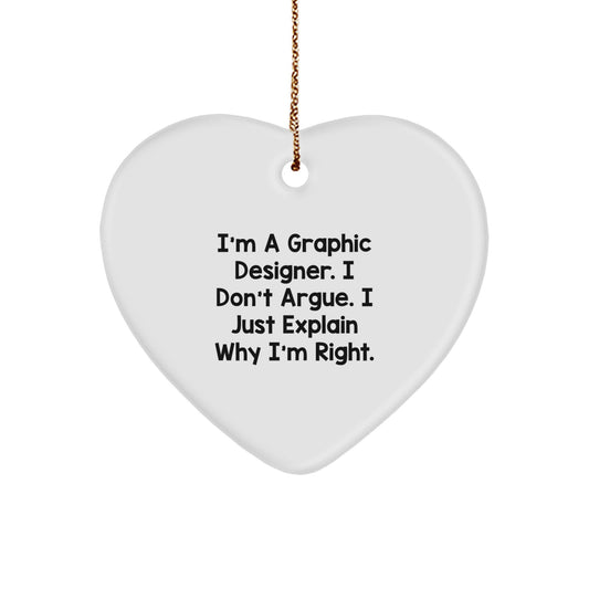 Graphic Designer Gift, Funny Heart Ornament, Christmas Unique Gifts from Friends, Gifts for Graphic Designer - Image 1