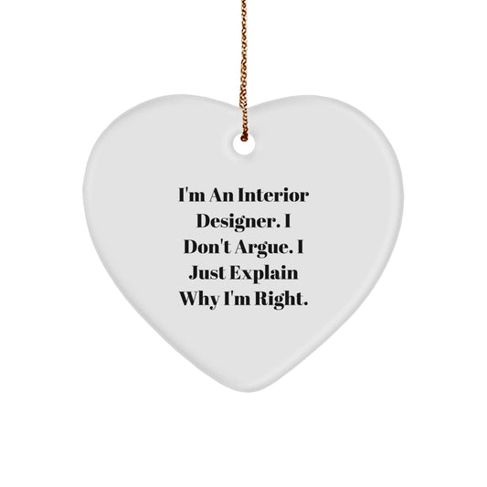 Funny Interior Designer Heart Ornament Gifts for Men Women Friends Family Christmas Unique Decorations - Image 1
