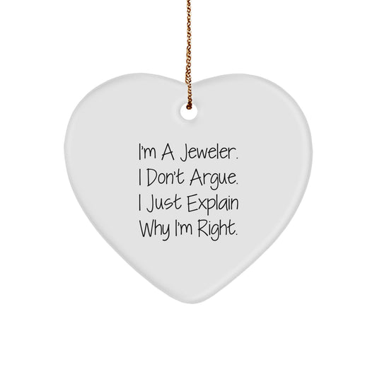 Funny Gifts from Men to Jeweler - Heart Ornament for Women Friends Family Members, Christmas Unique Jeweler Gifts - Image 1