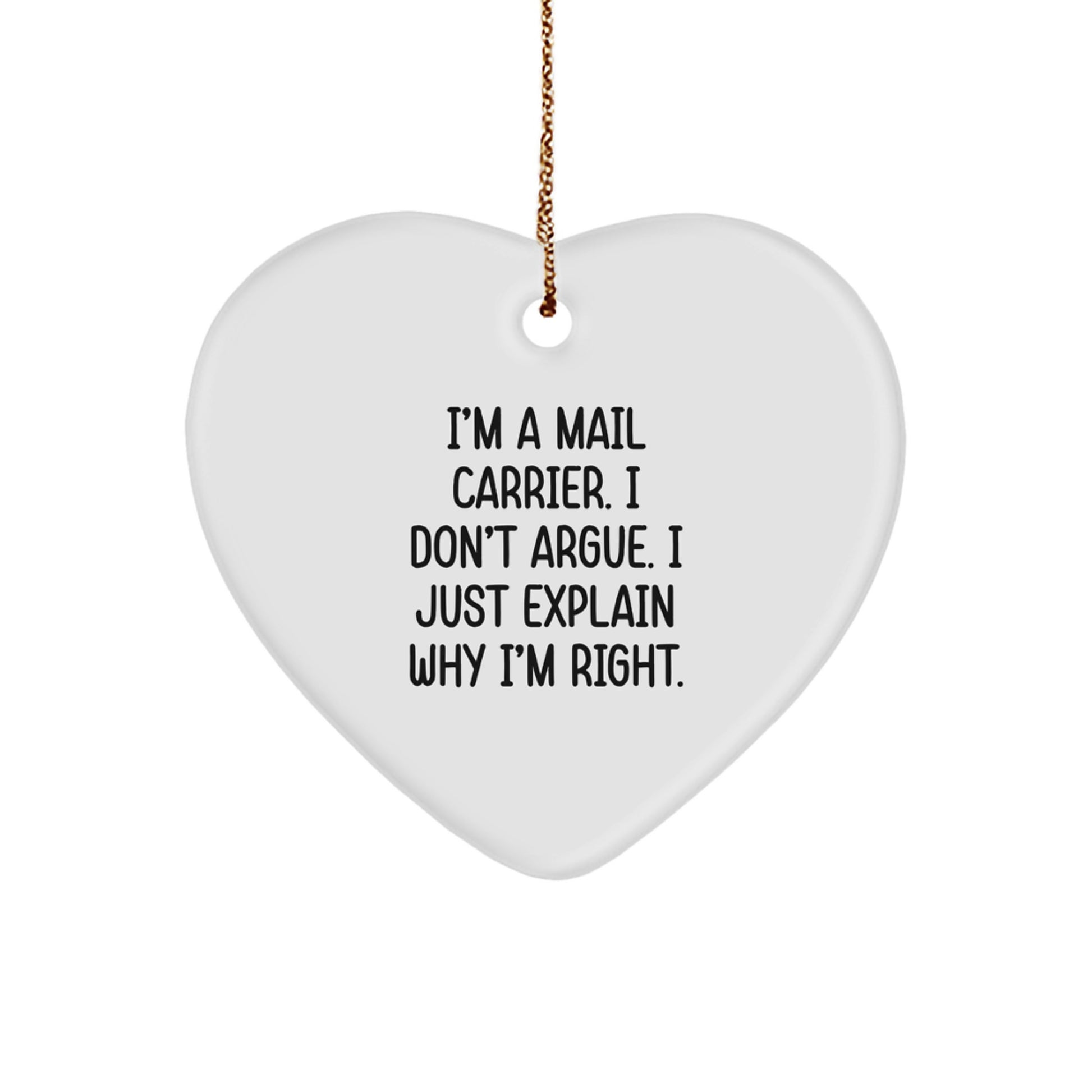 Funny Mail Carrier Heart Ornament Gifts for Mail Carrier Men or Women, I'm A Mail Carrier, Gifts from Family, Friends, Coworkers, Christmas Unique Gifts - Image 1