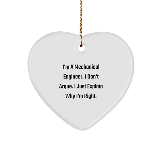 Mechanical Engineer Heart Ornament Funny Humor Gift from Friends for Christmas - Image 1